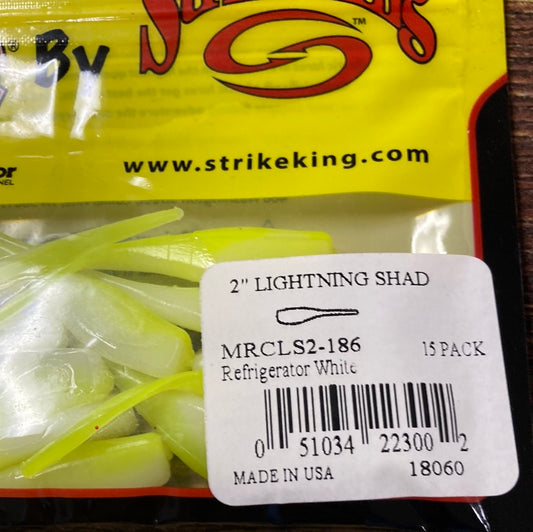 Mr crappie 2” Lightning Shad Refrigerator White