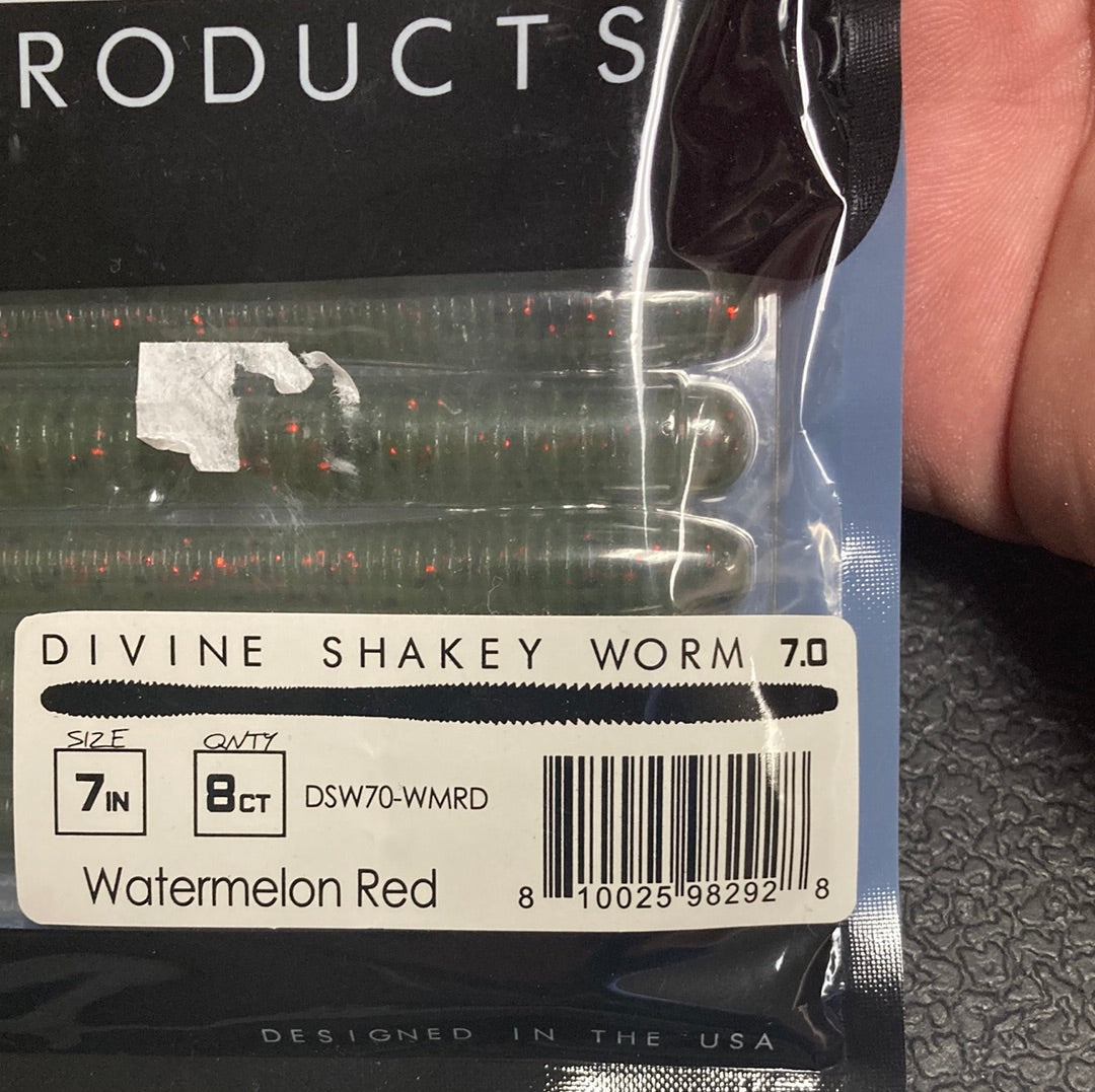 6th sense Divine Shakey worm 7.0 watermelon red – Lake Fork Resort