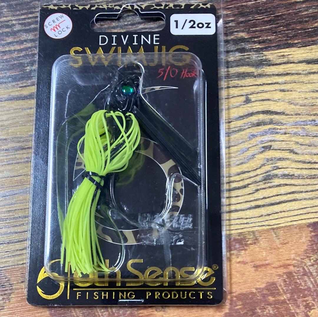 6th Sense Divine Swim Jig 1/2 oz. 5/0 Chart Black Back