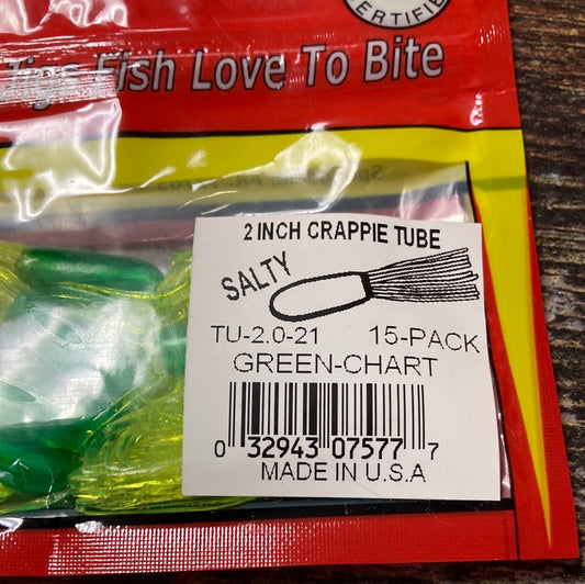 Arkie 2” Crappie Tube Green/Chart