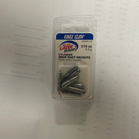 Eagle Claw Cylinder Drop Shot Weight 3/16 oz