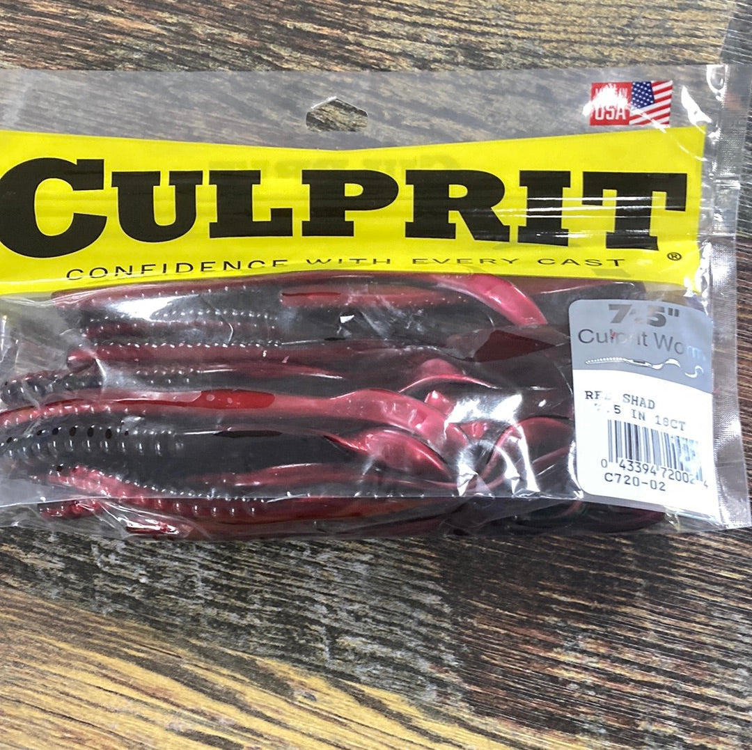 Culprit Worm 7.5" Red Shad