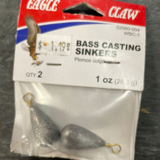 Eagle Claw Bass Casting Sinkers 1 oz.