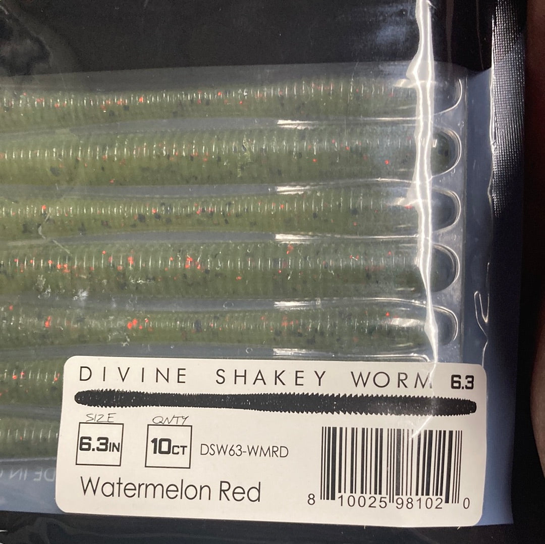 6th Sense Divine Shakey Worm 6.3" Watermelon Red