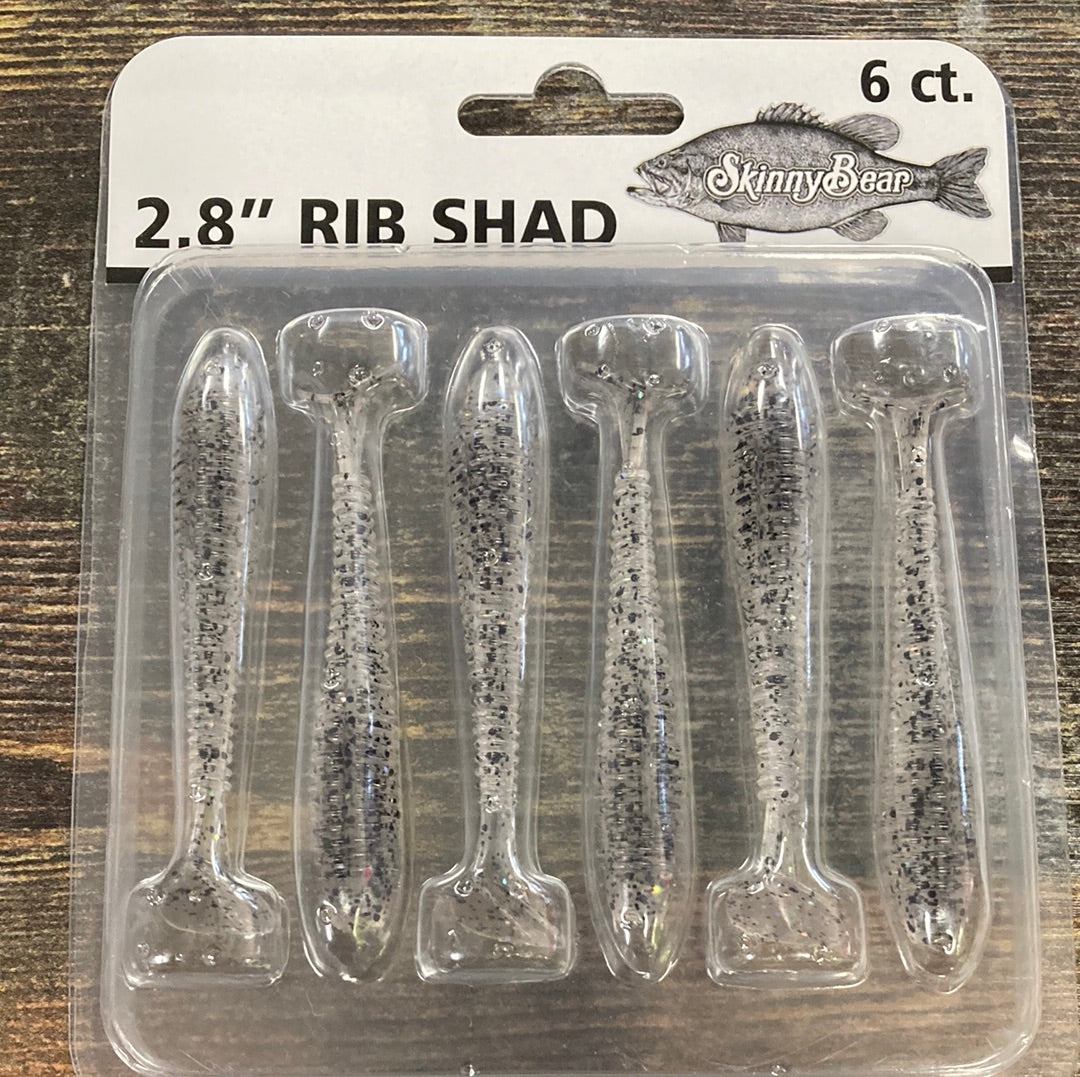 Skinny Bear 2.8 Rib Shad , Shad smoke