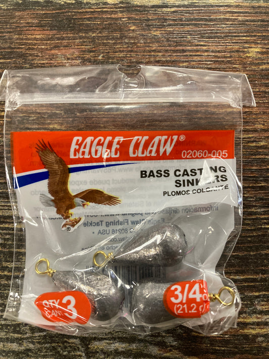 Eagle Claw Bass Casting Sinkers 3/4 oz. Lead