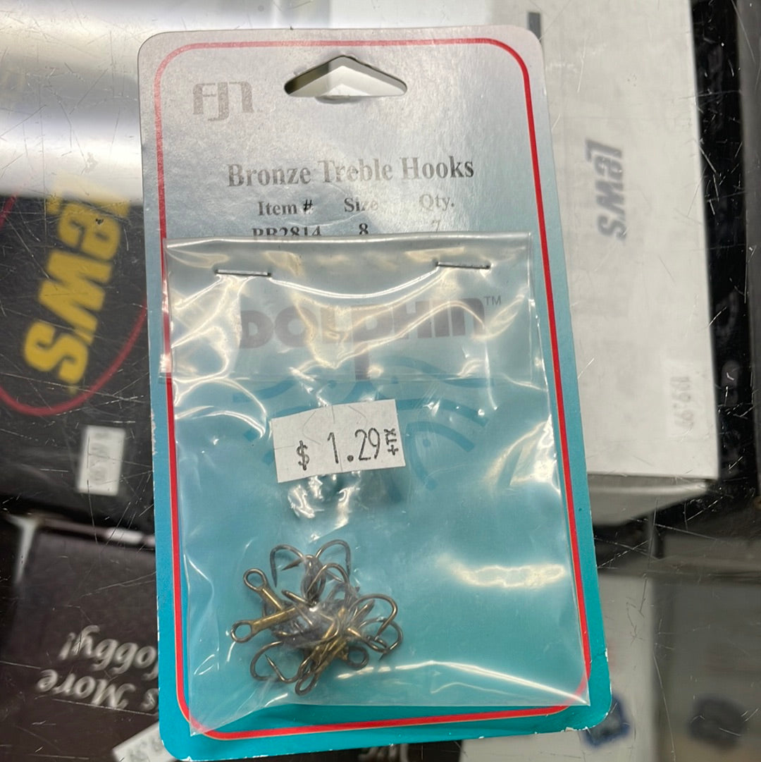 Bronze Treble Hooks Size 8 bronze treble hooks