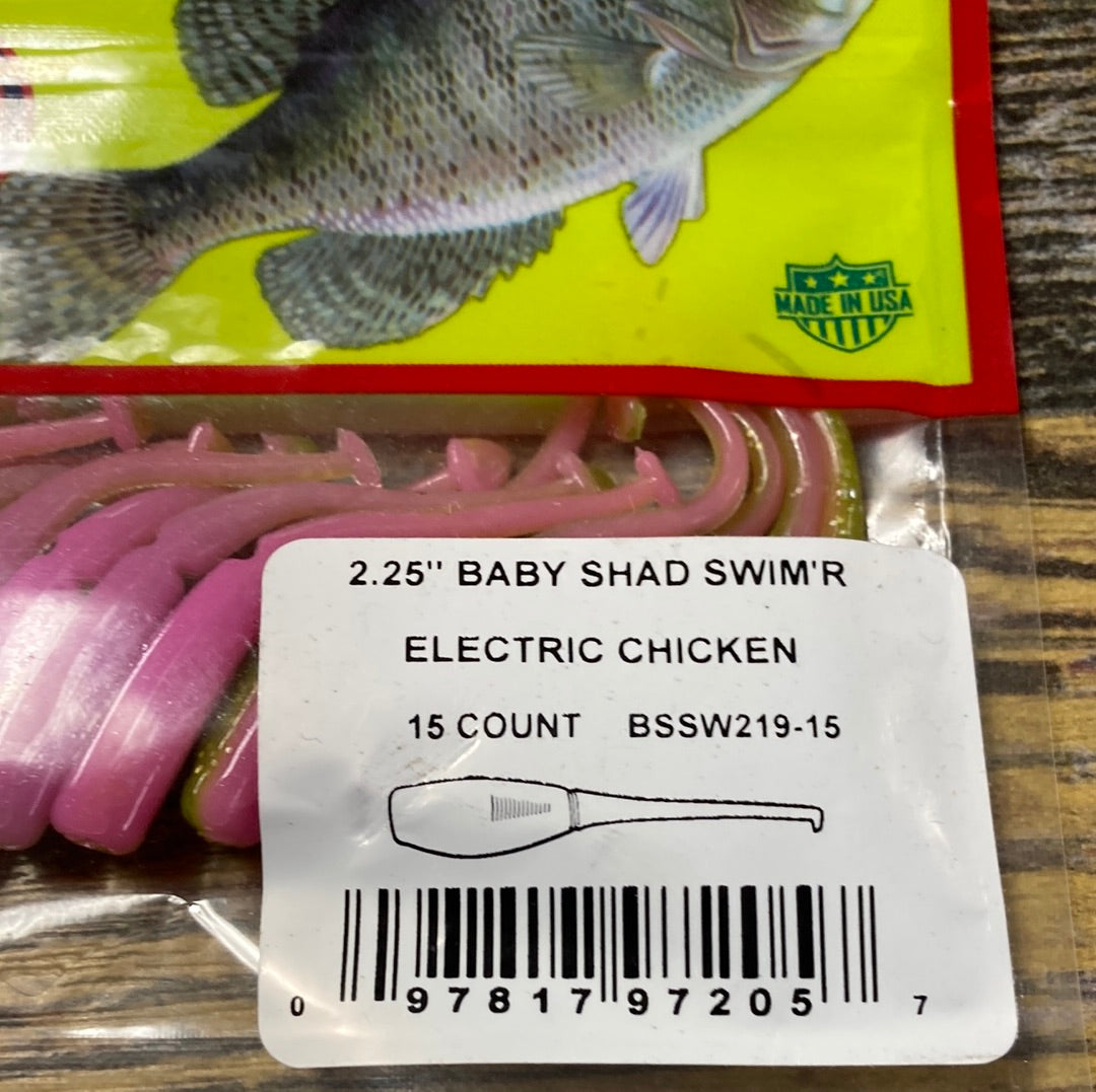 Bobby Garland 2.25” Baby Shad Swim’r Electric chicken