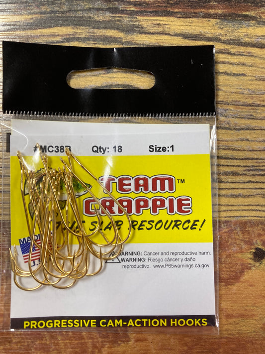 Team Crappie Cam Action Hooks Sz 1 - Gold