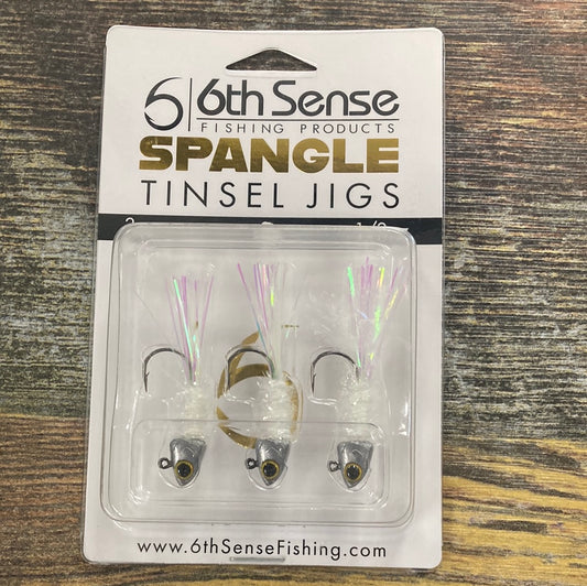 6th Sense Spangle Tinsel Jigs 1/8 oz. Ghost Ice Minnow