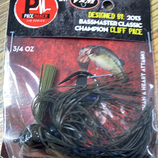 V&M Flatline Football jig 3/4 oz. Green Pumpkin