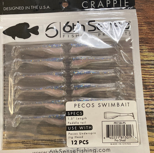 6th Sense Pecos Swimbait Paddle Tail 1.5" Pro Shad