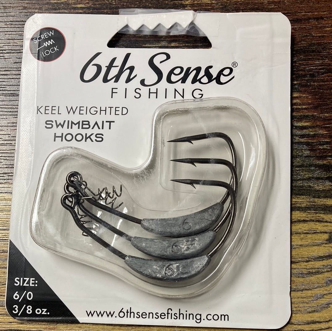 6th sense Keel weighted swim bait hooks 6/0. 3/8oz