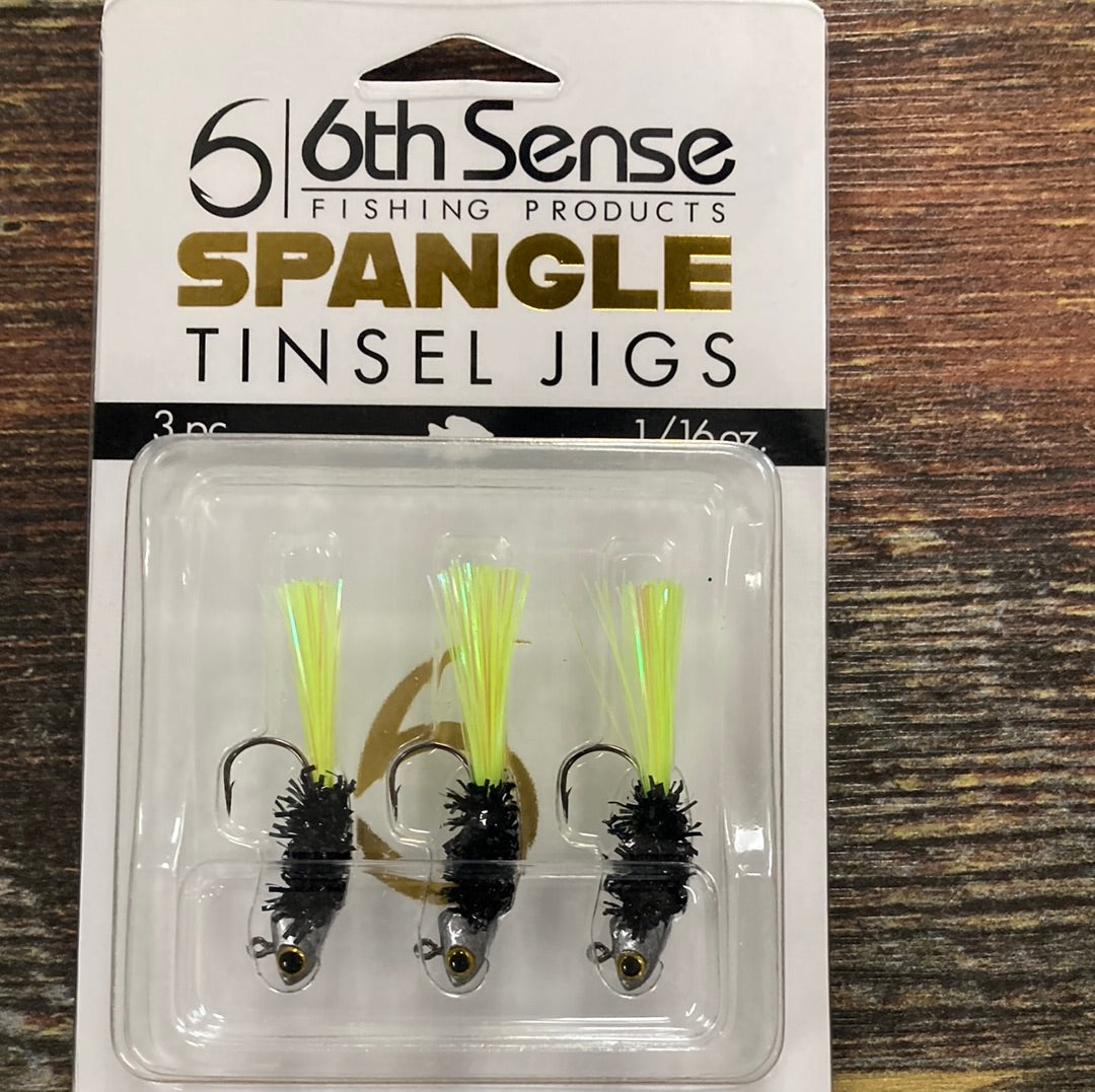 6th Sense Spangle Tinsel Jigs 1/16 oz. Black Neon