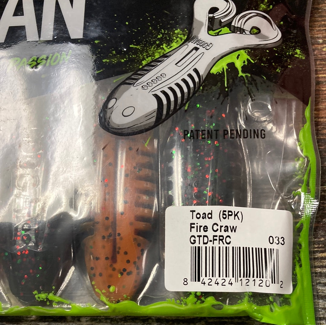 Googan Toad Fire Craw 5pk