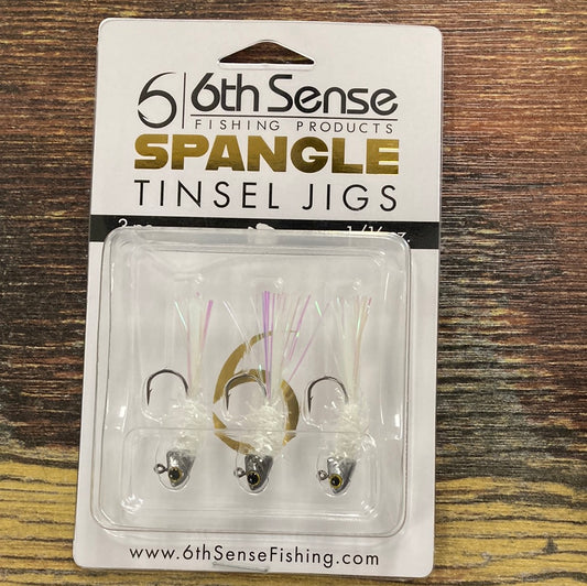 6th Sense Spangle Tinsel Jigs 1/16 oz. Ghost Ice Minnow