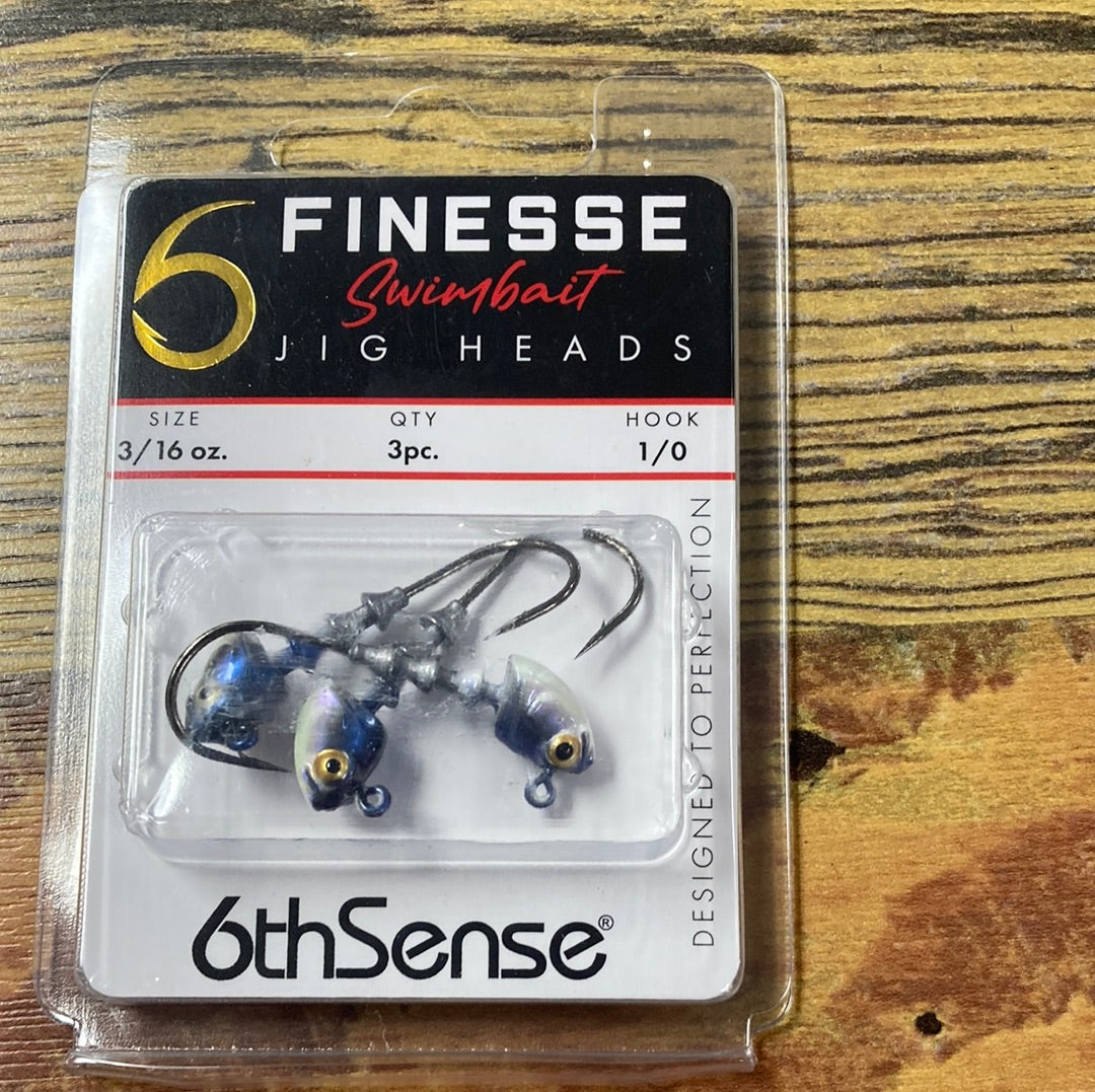 6th Sense Finesse Jig Heads 3/16 oz. 1/0  Baby Shad