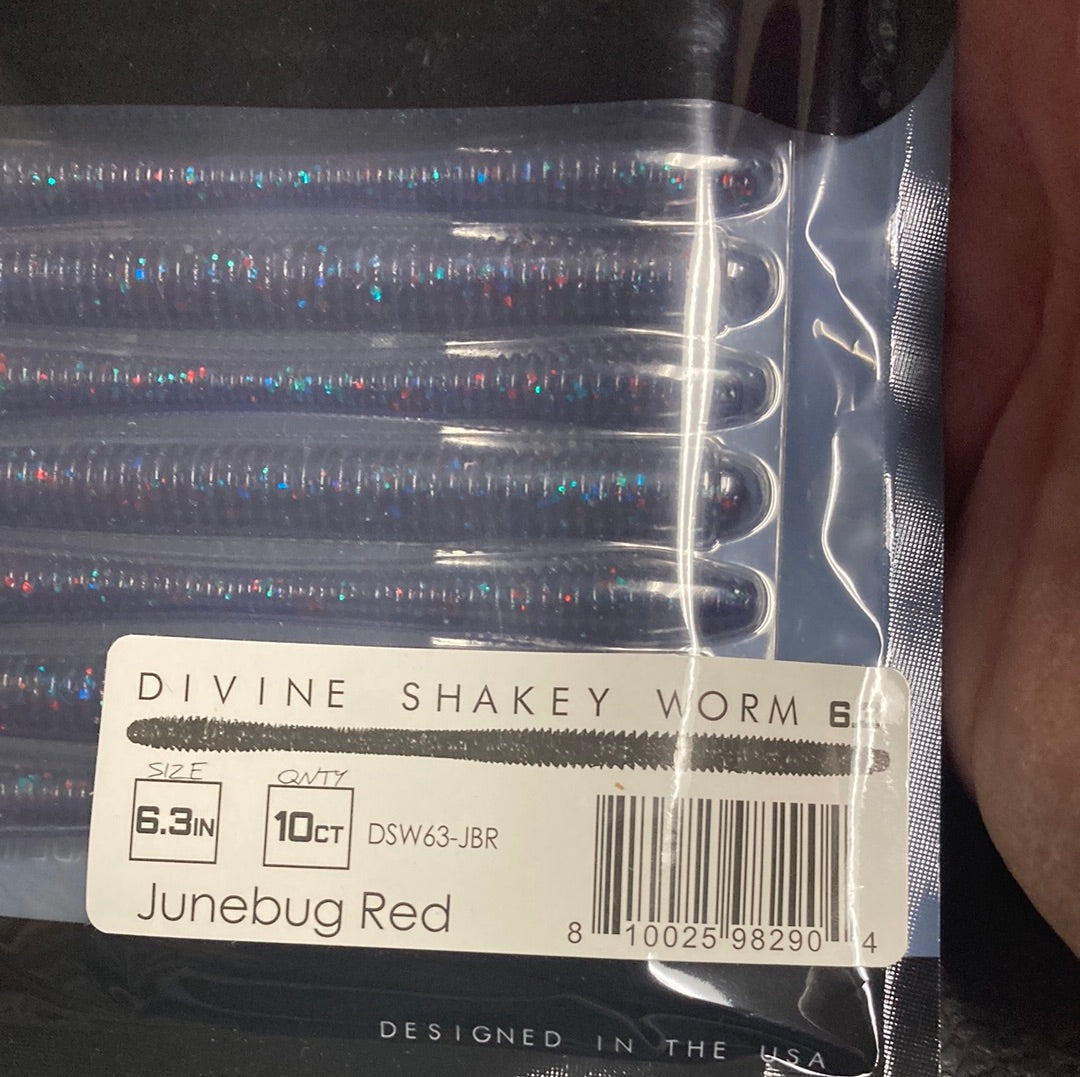 6th sense Divine Shakey worm 6.3 Junebug Red – Lake Fork Resort