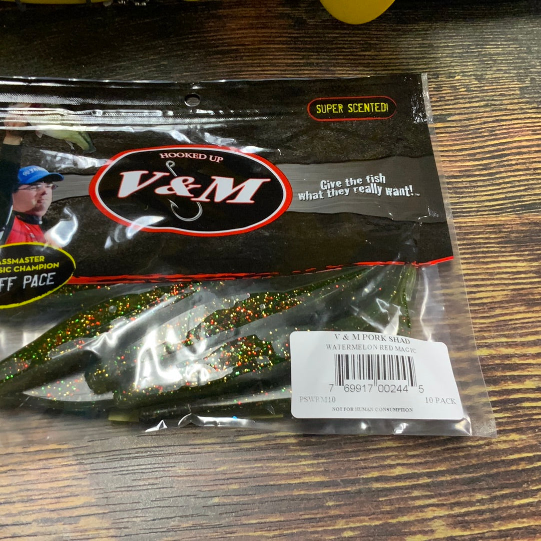 V&M Pork Shad - Watermelon Red Magic