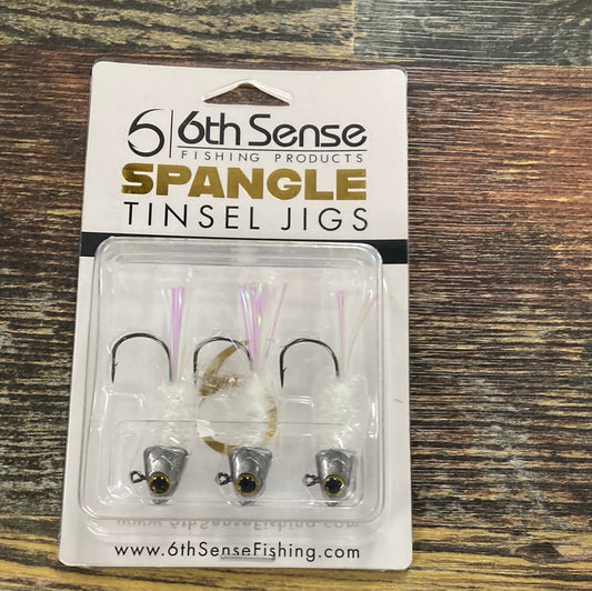 6th Sense Spangle Tinsel Jigs 1/4 oz. Ghost Ice Minnow