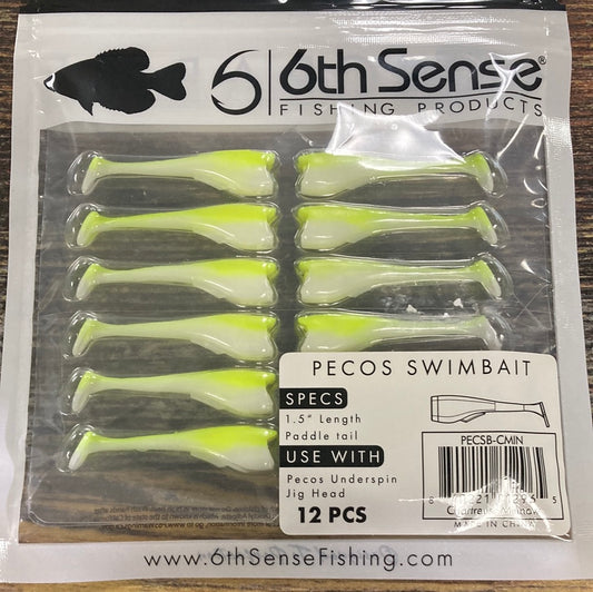 6th Sense Pecos Swimbait  Paddle Tail 1.5" Chartreuse Minnow