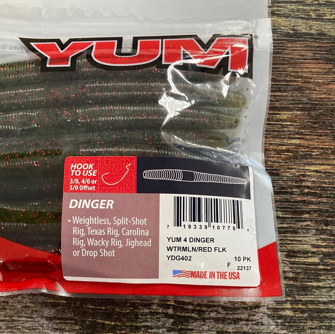 Yum 4” Dinger Watermelon Red Flake