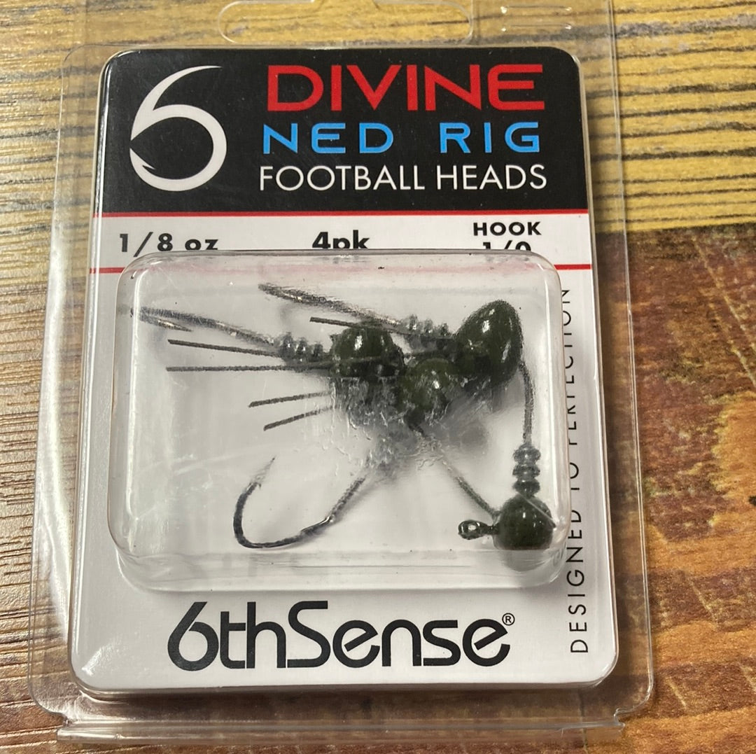 6th Sense Divine Ned Rig Football Head 1/8 oz. 1/0 Green Pumpkin