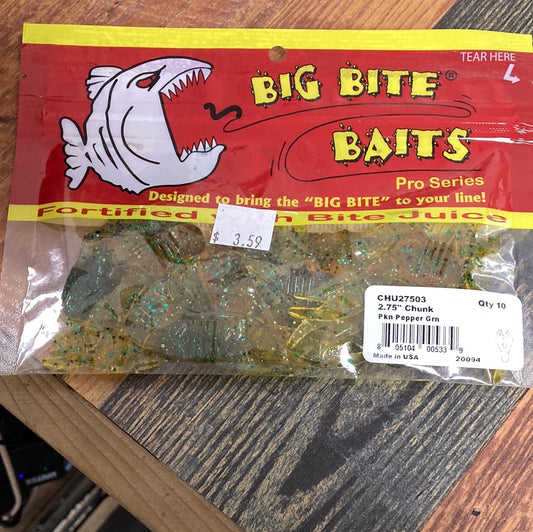 Big Bite Baits Chunk 2.75" Pumpkin Pepper Green