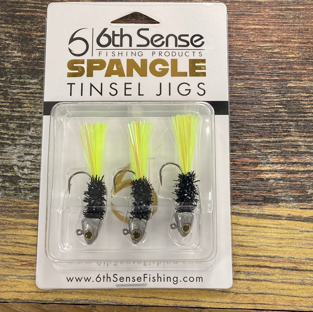 6th Sense Spangle Tinsel Jigs 12 oz. Black Neon