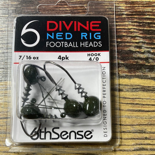 6th Sense Divine Ned Rig Football Heads 7/16 oz. 4/0 Green Pumpkin