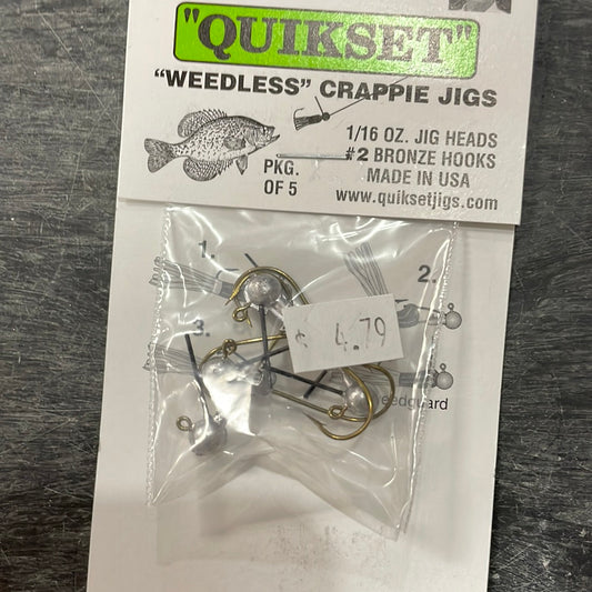 Quiet Weedless Crappie Jigs 1/16 oz. Jig Head #2