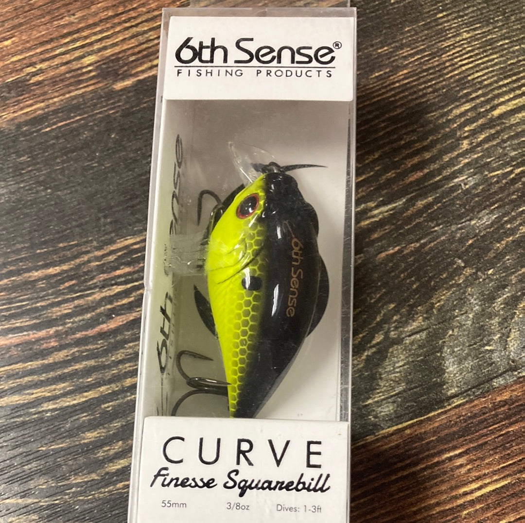 6th Sense Curve Finesse Squarebill 3/8 oz. Chartreuse Black Back