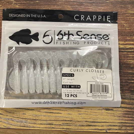 6th Sense Curly Clobber 2" Ghost Ice Minnow