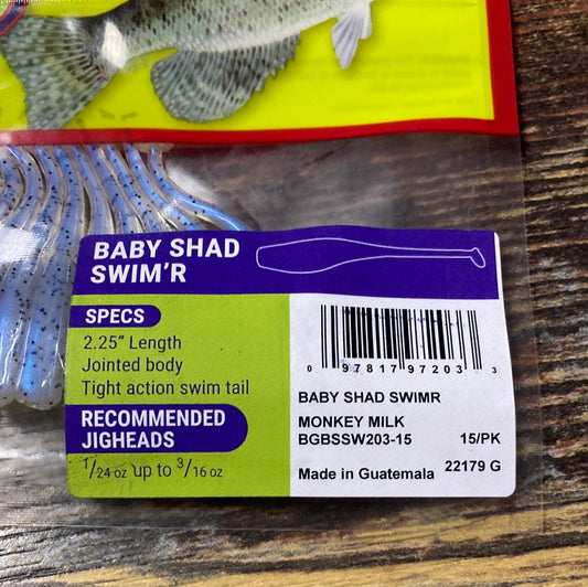 Bobby Garland Baby Shad 2" Swim’r Monkey Milk