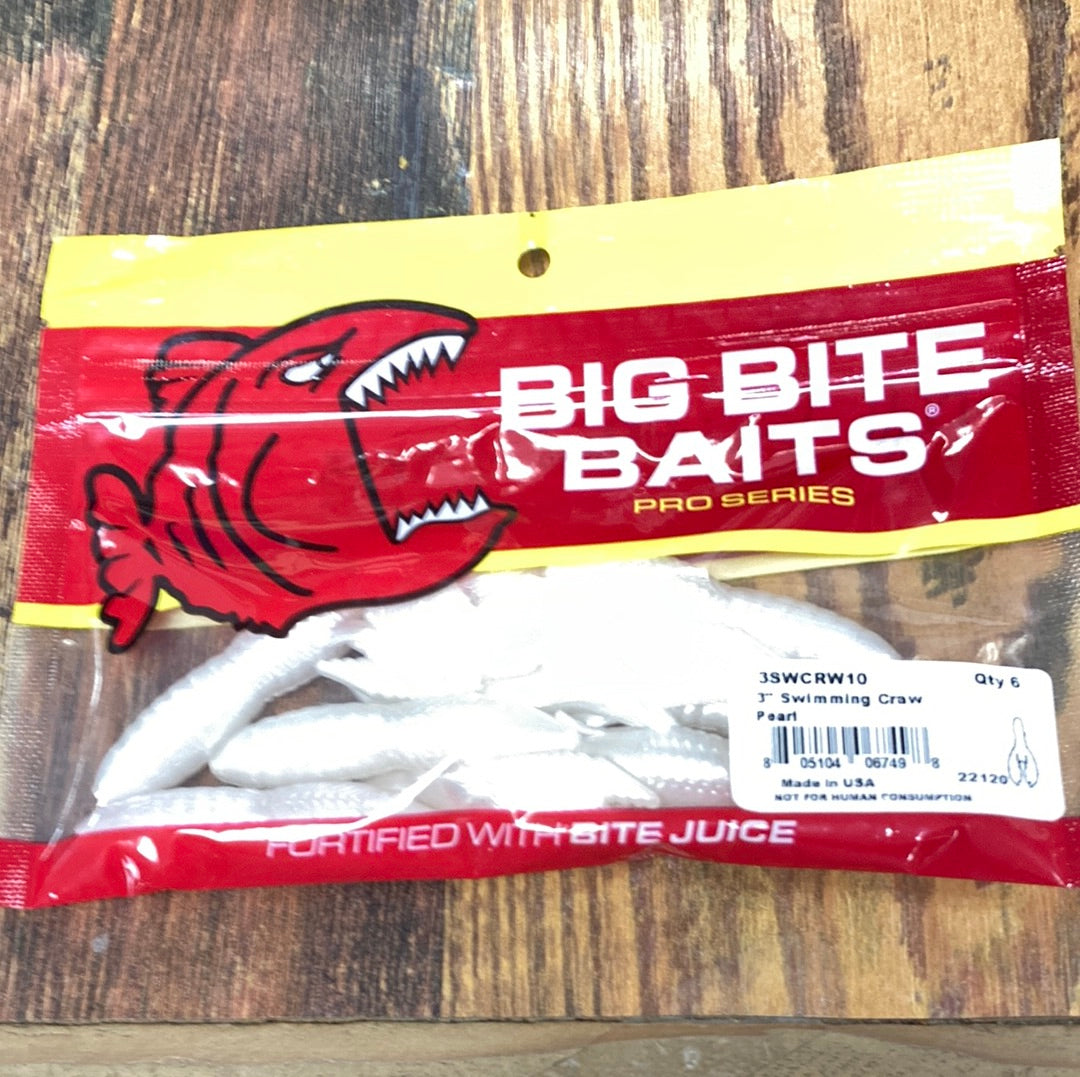 Big Bite Baits 3” Swimming Craw Pearl