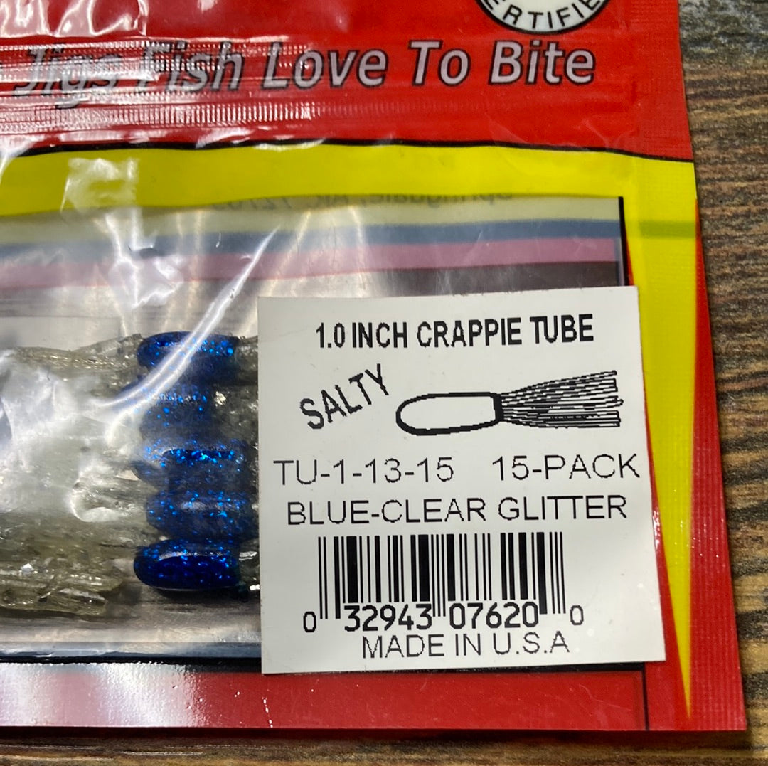 Arkie 1.0” Crappie Tube Blue-Clear Glitter