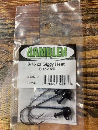 GAMBLER GIGGY HEAD BLACK 3/16 4/0