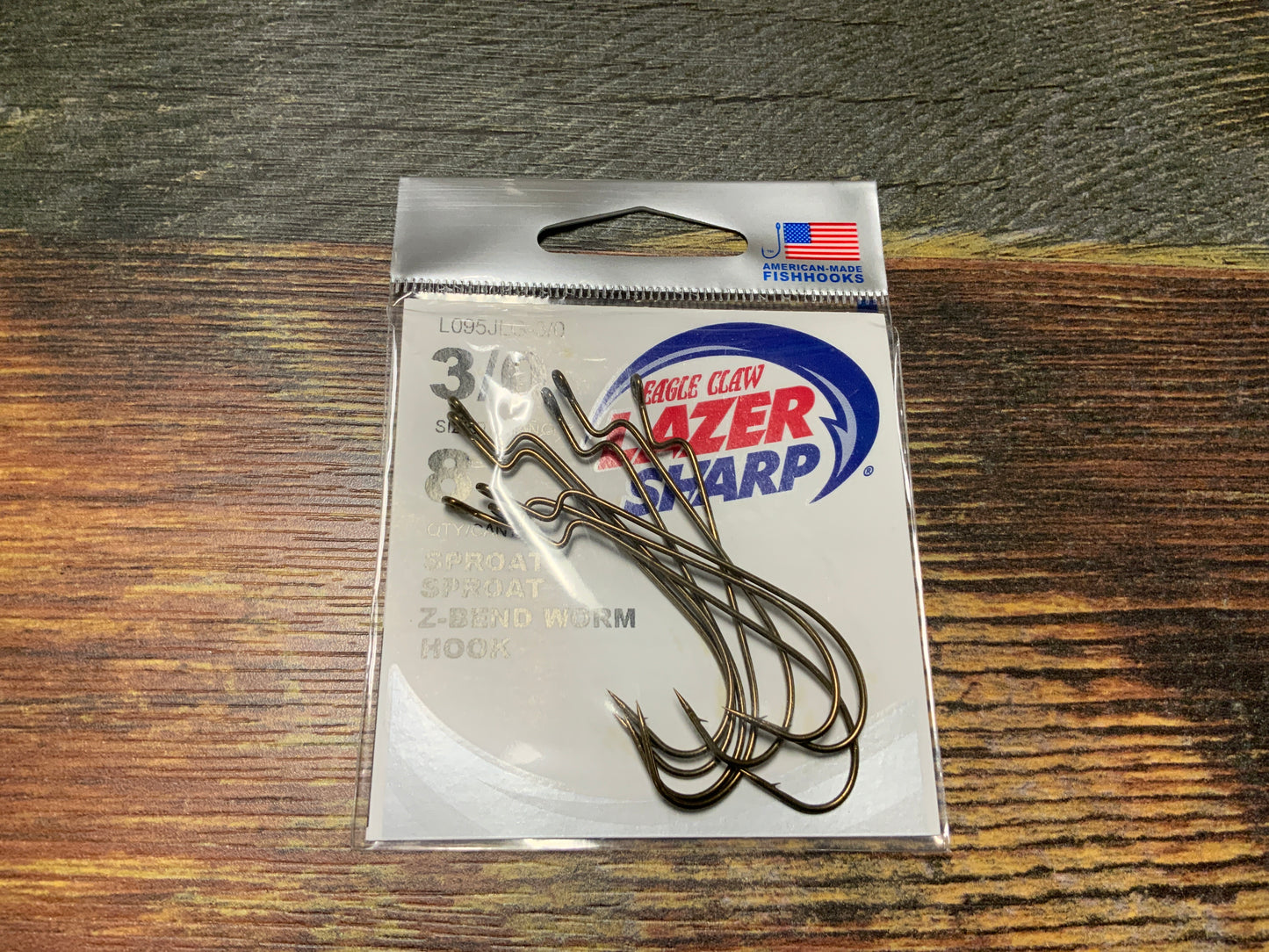 EAGLE CLAW SPROAR Z BEND WORM HOOK 3/0