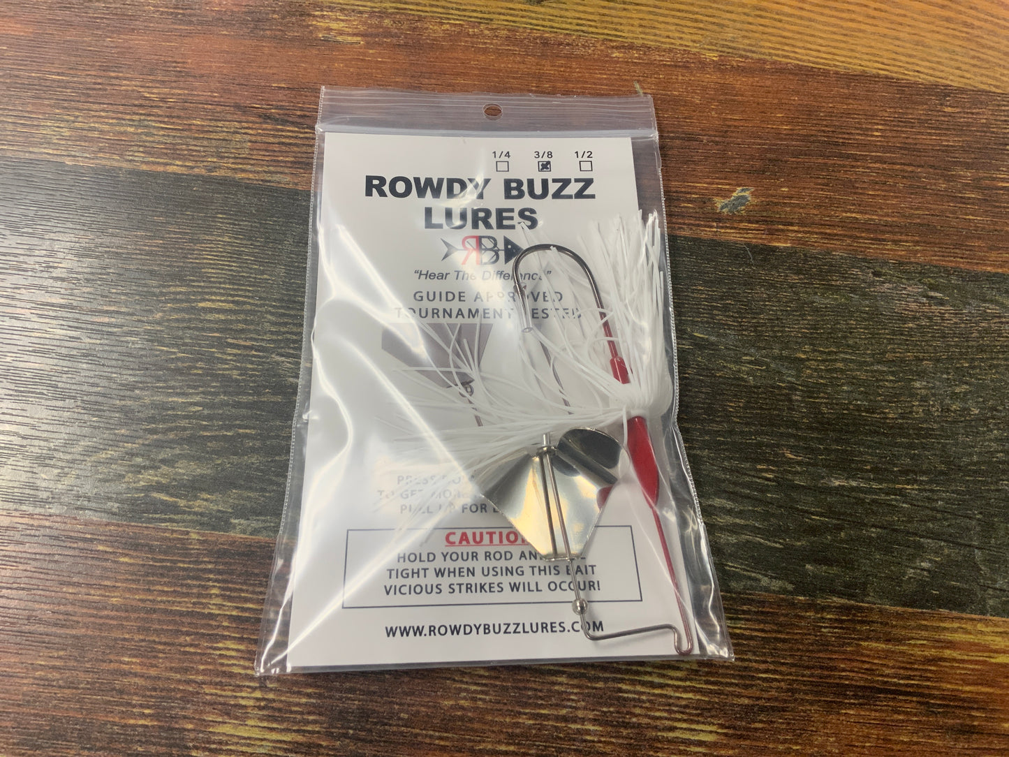 ROWDY BUZZ LURES WHITE 3/8 oz. RED BASE