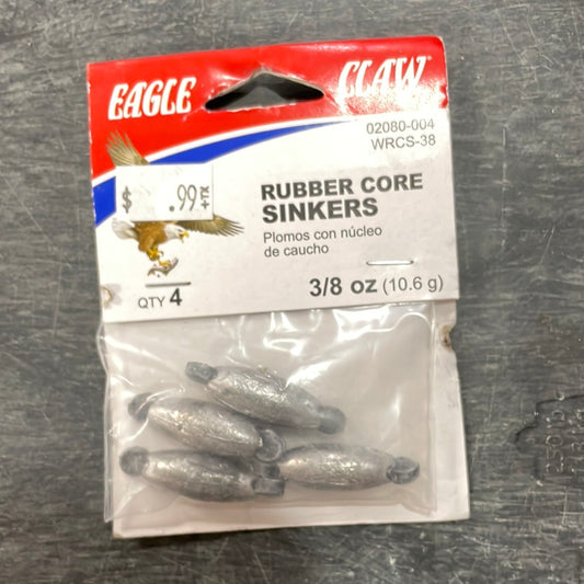 Eagle Claw Rubber Core Sinkers 3/8 oz.