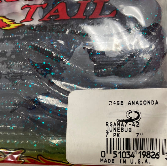 Strike King Rage Tail Rage Anaconda 7" Junebug