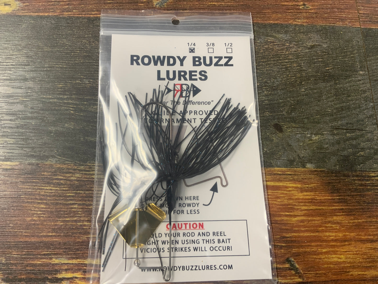 ROWDY BUZZ LURES 1/4 OZ BLACK/GOLD BLADE