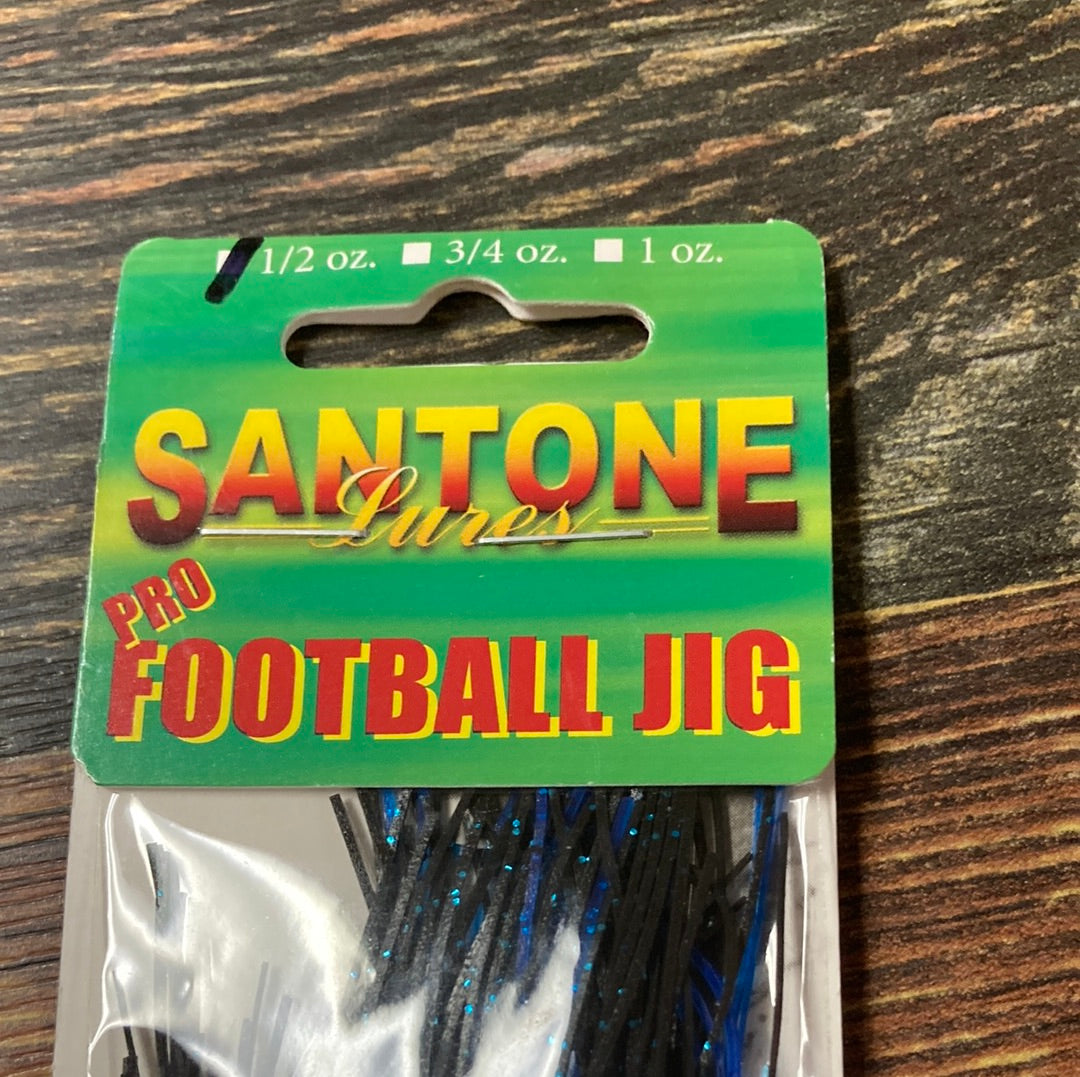 Santone football jig 1/2 oz Black/blue accent