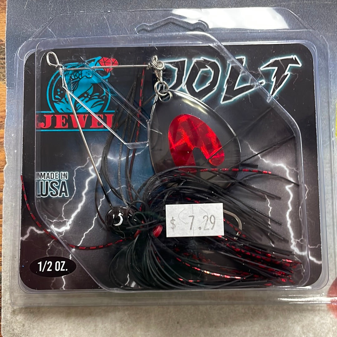 Jewel Jolt Spinnerbait 1/2 oz Blk/Red lazer